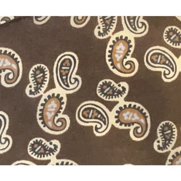 ROBERT TALBOTT Fine Silk Scarf Printed in Italy - Brown Paisley Semi Sheer - Picture 2 of 6